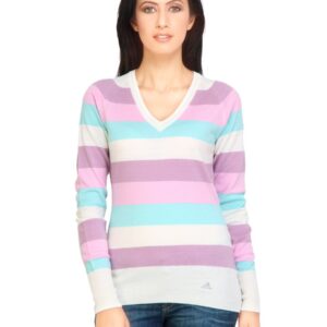 ADIDAS Women Stripes Pink Sweaters