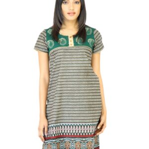 Vishudh Women Printed Green Kurta