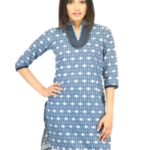 Vishudh Women Printed Blue Kurta