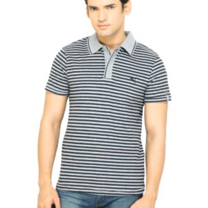 Puma Men Polo Striped Jersey Grey Tshirt