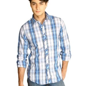 Scullers Men White Check Shirt