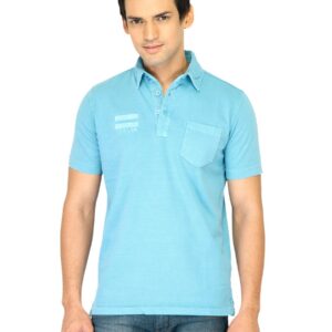 United Colors of Benetton Men Solid Blue Polo Tshirts
