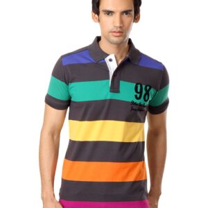 Status Quo Men Grey Striped T-shirt
