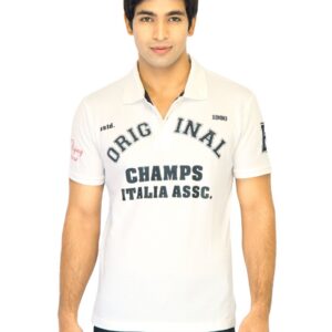 Flying Machine Men Printed White polo Tshirts