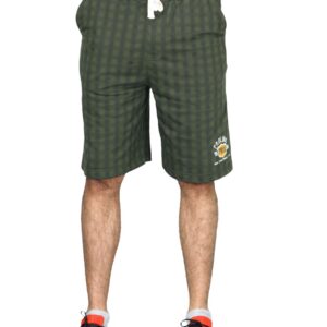 Proline Men Olive Green Checked Shorts