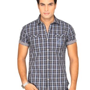 Locomotive Men Plaid Black Checked Shirt