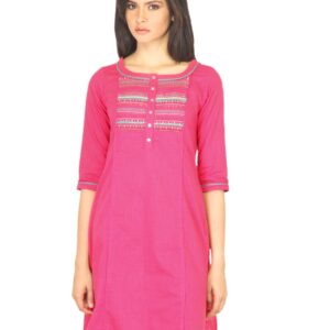 W Women Thread Work Pink Kurta