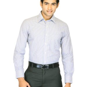 Mark Taylor Men Grey Striped Shirt