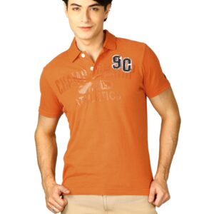 Basics Men Orange Polo T-shirt