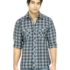 United Colors of Benetton Men Check Black Shirt