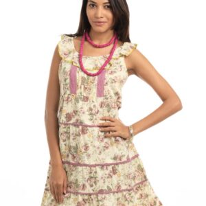 Mineral Cream & Purple Printed Dress