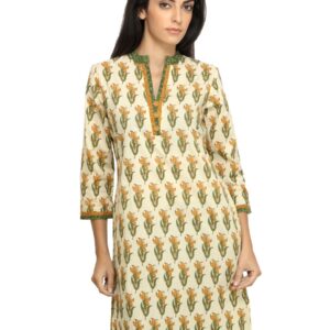 Mother Earth Women Printed Yellow Kurta
