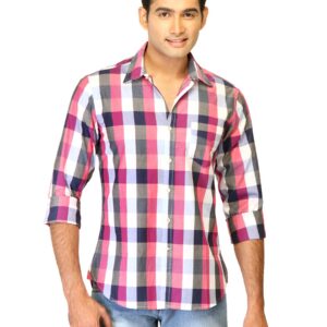 United Colors of Benetton Men Check Purple Shirts