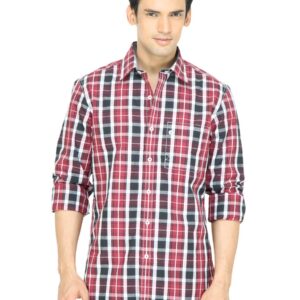 Wills Lifestyle Men Check Red Shirt