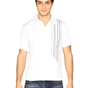 Reebok Men Club Stripe White Polo T-shirt
