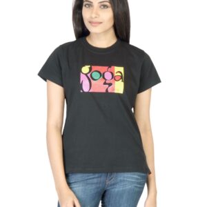 Urban Yoga Women Printed Black Tshirt