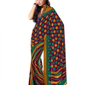 Prafful Purple & Green Printed Sari