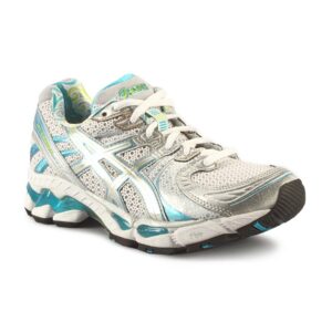 Asics Women Gel Kayano 17 White Silver Blue Shoe