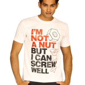 Myntra Men's I'm not a nut White T-shirt