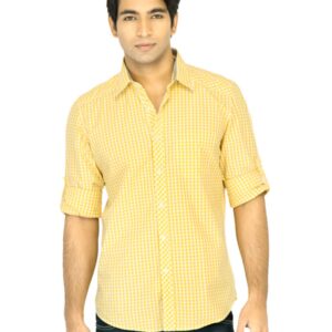 Turtle Check Men Yellow Shirt