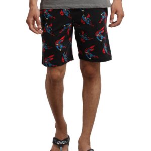 Superman Men Black Printed Shorts
