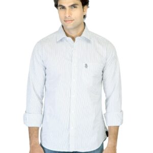 Regent Polo Club Men White Striped Shirt