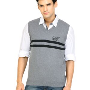Spykar Men Stripes Grey Sweaters