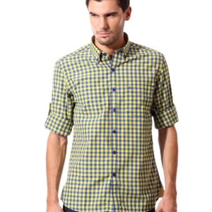 John Players Men Blue & Yellow Check Shirt