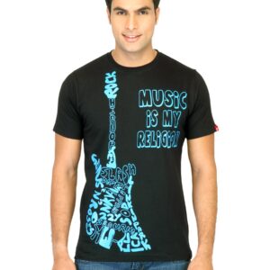 Probase Men Printed Black Tshirts