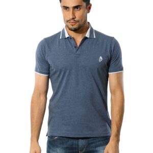 Reid & Taylor Men Grey Blue Polo T-shirt