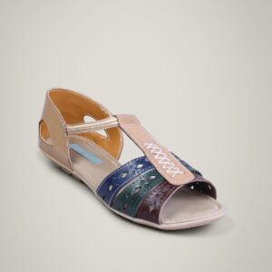 Catwalk Women Leather Cut Boot Beige Flats