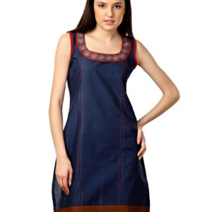 Span Women Navy Blue Kurta