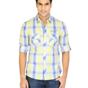 Spykar Men Check Yellow Shirts