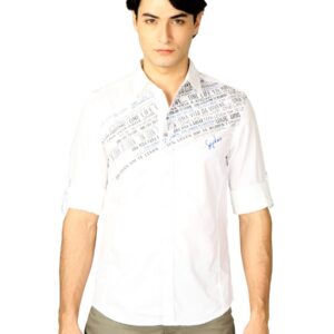 Spykar Men Ranger Front Graphic White Shirts