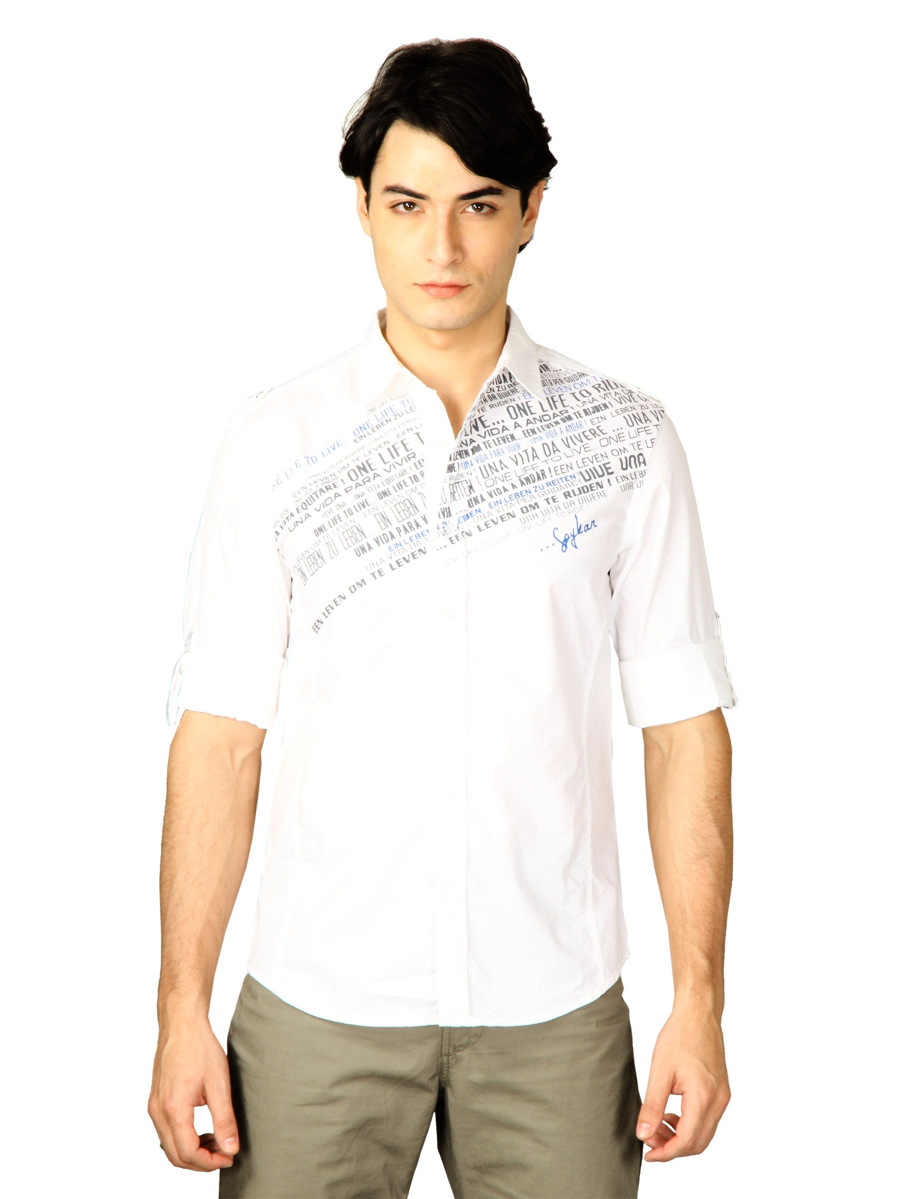 Spykar Men Ranger Front Graphic White Shirts
