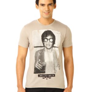 United Colors of Benetton Men Printed Beige Tshirts
