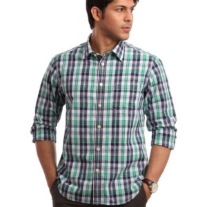 Indian Terrain Men Green Check Shirt