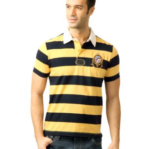 U.S. Polo Assn. Men Stripes Yellow Polo Tshirt