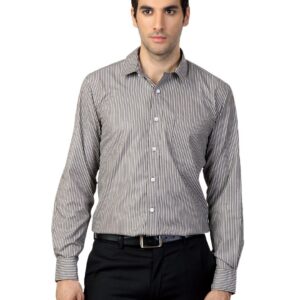 Mark Taylor Men Brown Striped Shirt