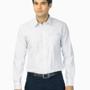 Mark Taylor Men Grey & White Striped Shirt