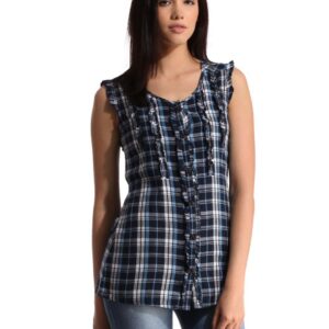 Jealous 21 Women Check Navy Blue Top