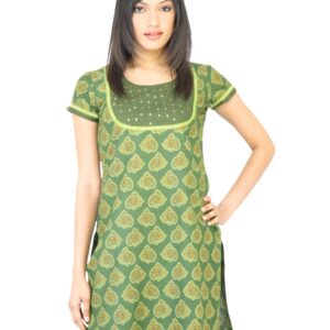 Vishudh Women Printed Green Kurta