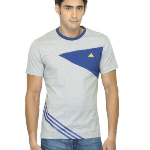 ADIDAS Men Color Block Grey T-shirt