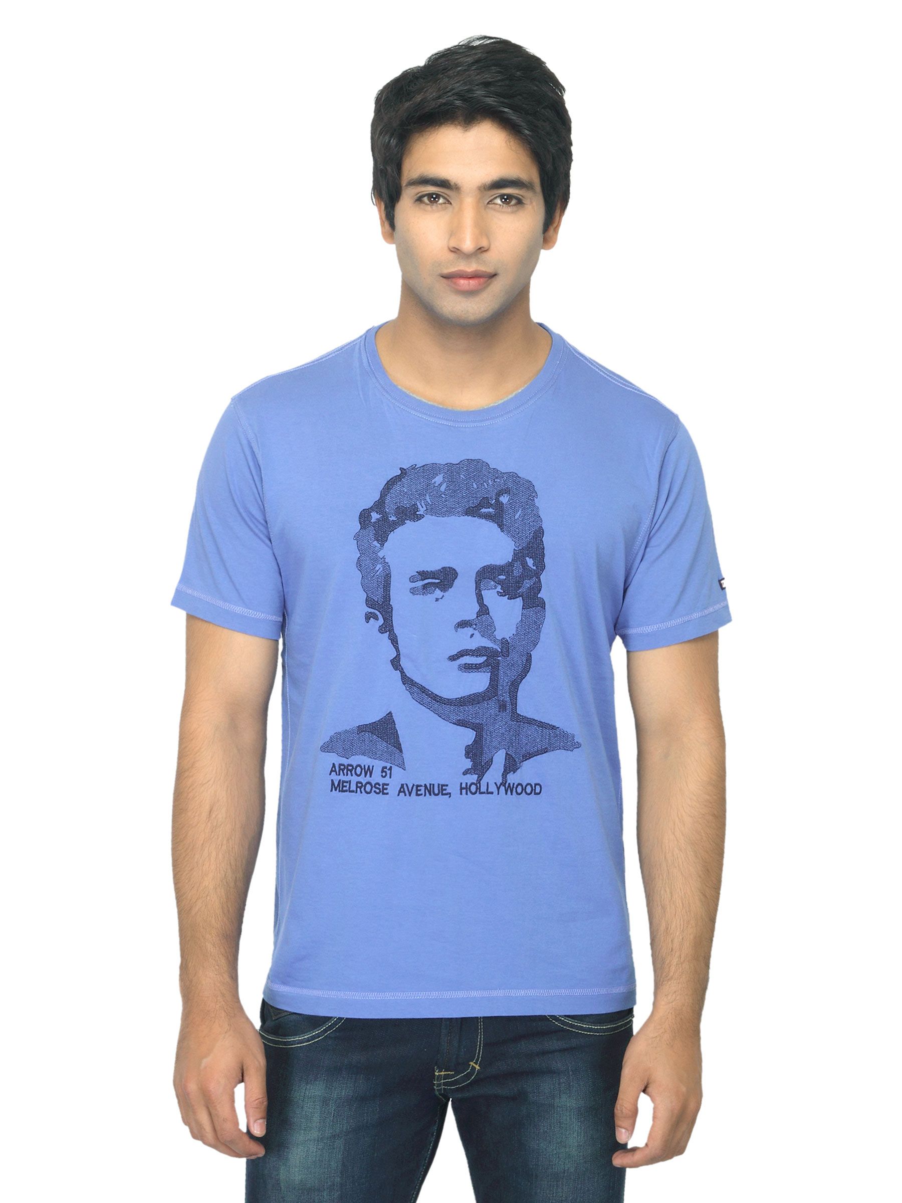 Arrow Sport Men blue Printed T-shirt