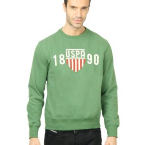 U.S. Polo Assn. Men Solid Green Sweatshirt