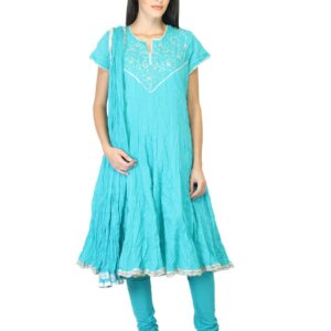 Biba Women Blue Churidar Kurta with Dupatta