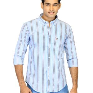 Basics Men Blue Slim Fit Striped Shirt