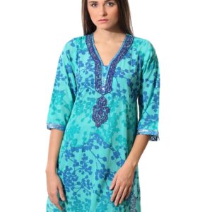 Aneri Women Turquiose Blue Printed Kurta