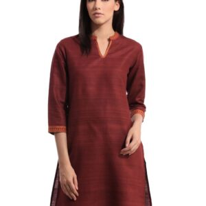 Fabindia Women Silk Maroon Kurta