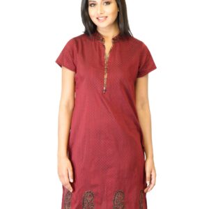 Folklore Women Maroon Printed Kurta